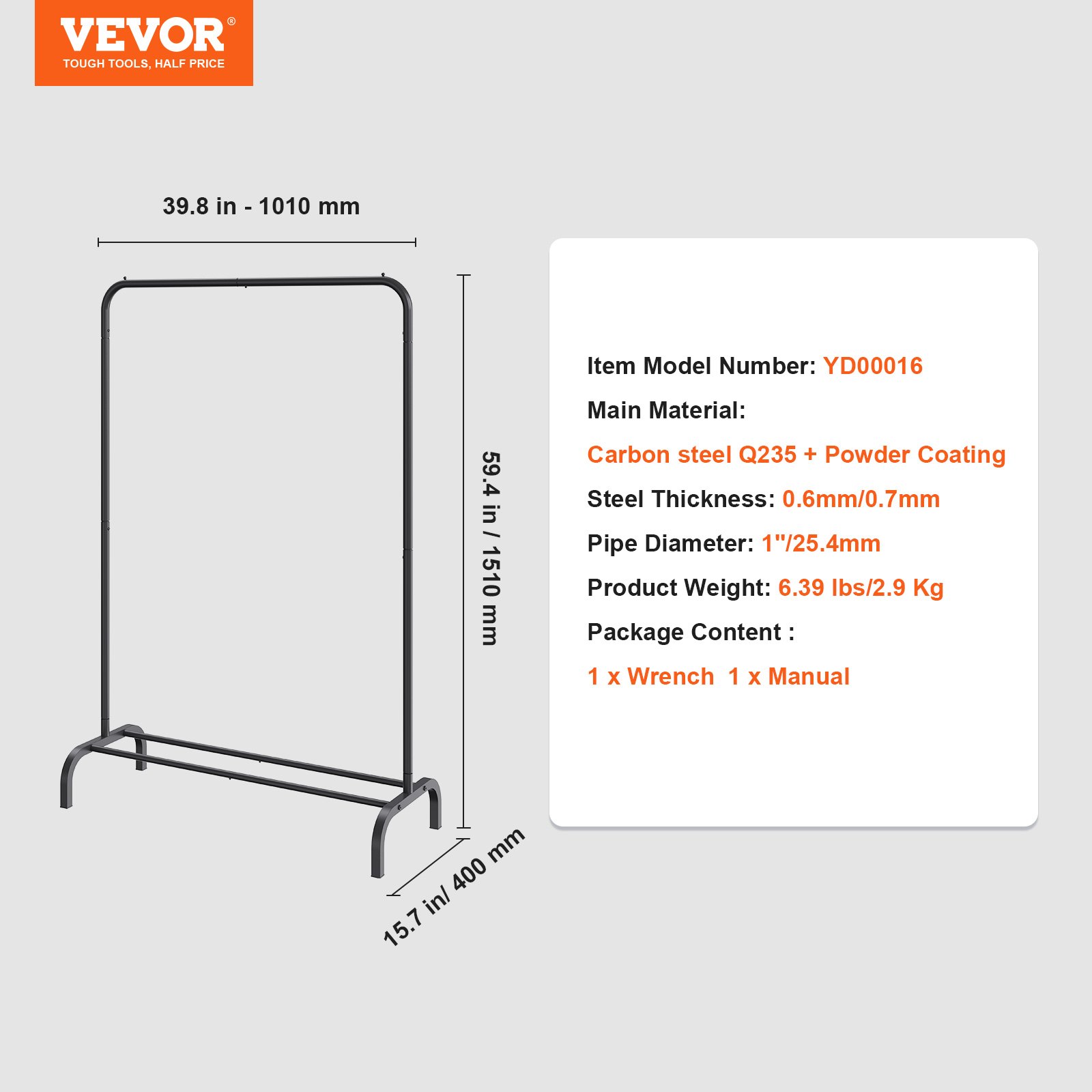 VEVOR Clothes Rack, Heavy Duty Clothing Garment Rack With Hanging Rod And Bottom Storage Area, Clothing… image 5
