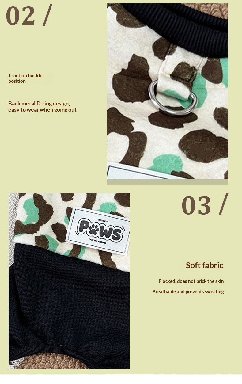 Thickened Four-Leg Full-Body Winter Warm Leopard Print Dog Jumpsuit