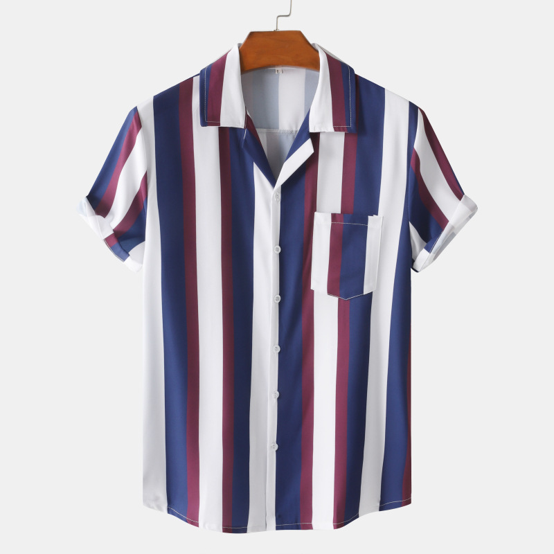 Title 7, Mens Casual Loose Fashion Stripes Short Sleeve...