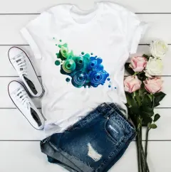 Summer Short Sleeve Fashion Graphic T-Shirt Top Women - View 1