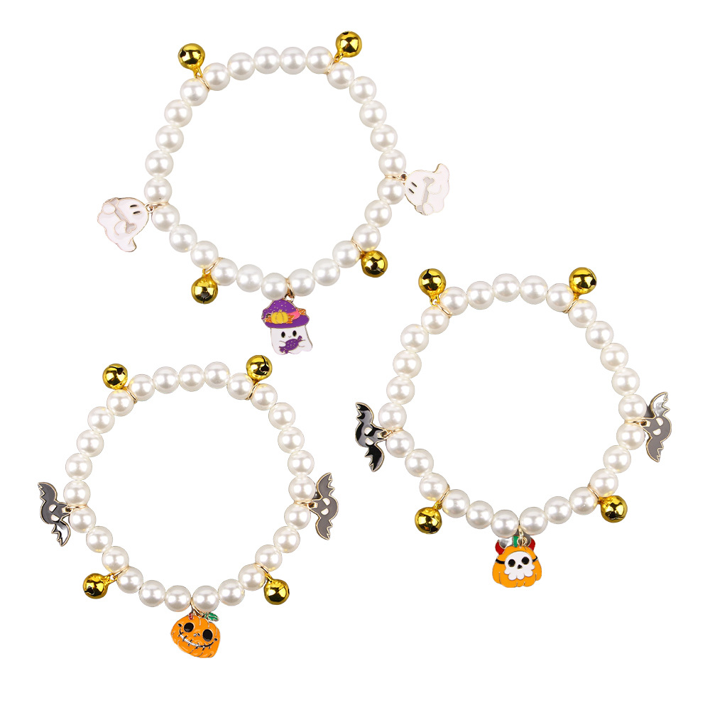 Pearl Necklace For Pets Halloween Decoration Cat Necklace Puppy Dog Bell Neck Ornament 3Pcs - Shop at LoveMi
