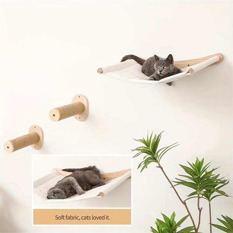 Wall Cat Tree - Space-Saving, Versatile Indoor Activity Center With Sisal Rope Scratching Board, Wooden Furniture, And Climbing Tube For Large And Small Cats - Perfect For Indoor Spaces