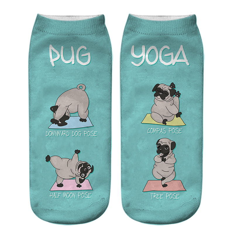 Title 16, Dog PUG cartoon 3D printing socks