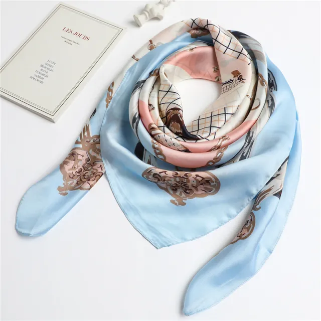 Fashion Chain Sunscreen Shawl Silk Scarf Women Blue - Shop at LoveMi