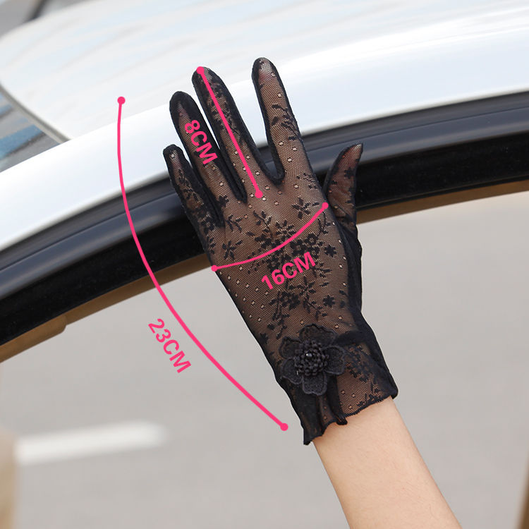 Women's Summer Thin Long UV-proof Gloves Spring And Autumn Thin Short Cotton Ice Lace