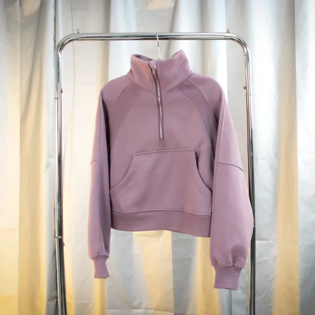 Women's High necked Autumn And Winter Roast Brownie Yoga Casual Sports Short Half zip Plush Sweater Taro Purple - Shop at LoveMi