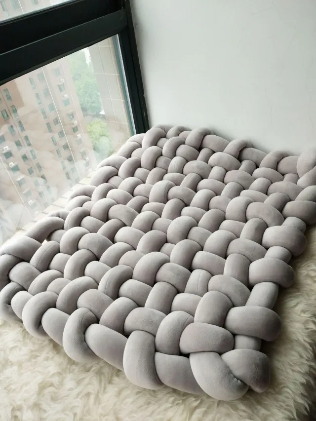 INS new twist hand woven mat climbing mat anti slip mats cushion home decoration 50X50Cm Gray - Shop at LoveMi
