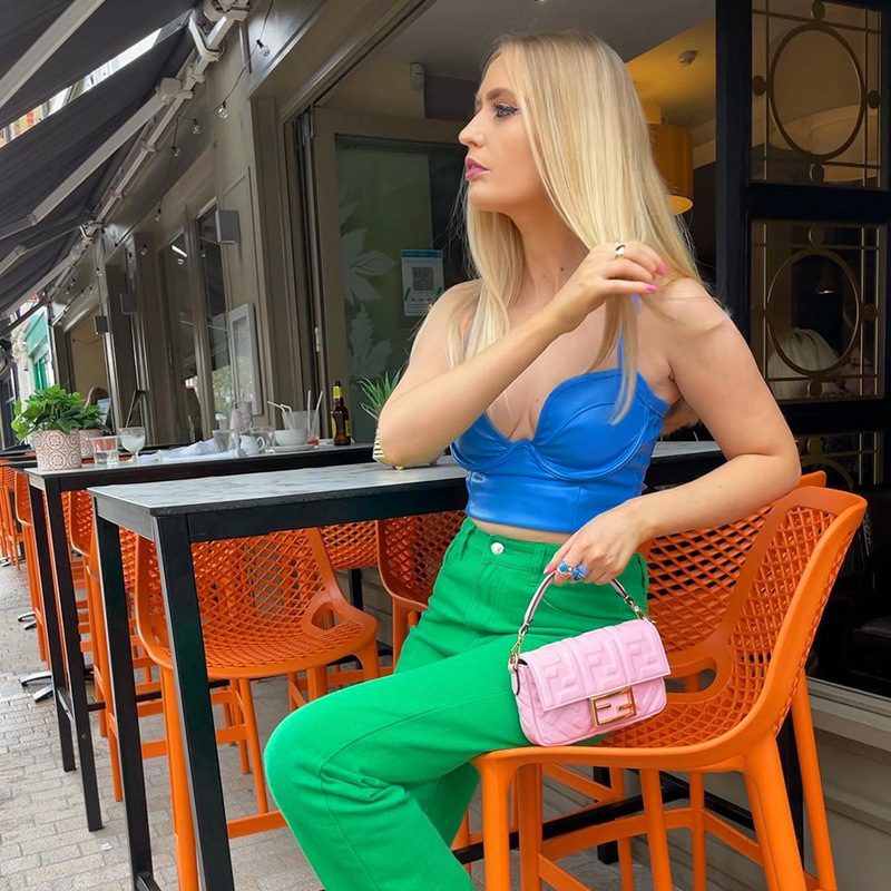 Ladies Commuter V-Neck Outer PU Leather Camisole