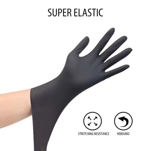 Touchscreen compatible black nitrile mechanic gloves 100 pack powder-free XL