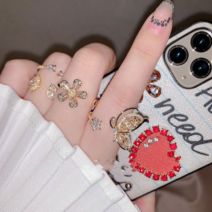 Super Fairy Crystal Flower Temperament Ins Personality Ring