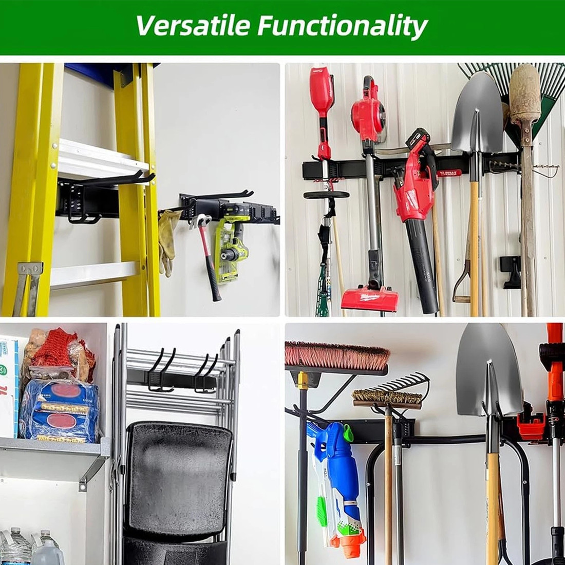 NEW 3x Garage Garden Tool Holder Storage Rack Shed Wall Mounted Organiser Long Hooks