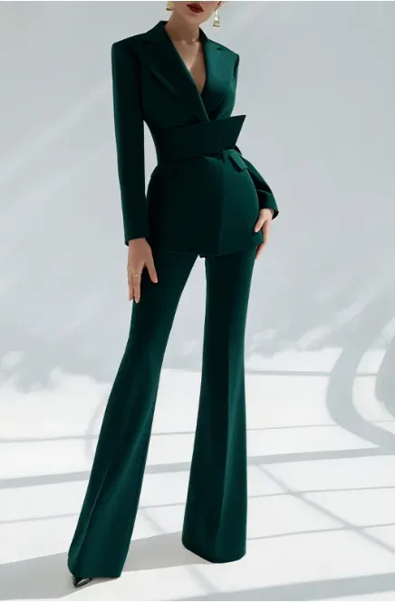 Dark Green Suede Vintage 2 Piece Suit Forest Green - Shop at LoveMi