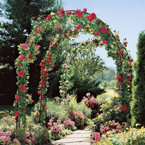 7.9FT Garden Arch Trellis Arched Balloon Climbing Plant Metal Tubular Archway — image 2