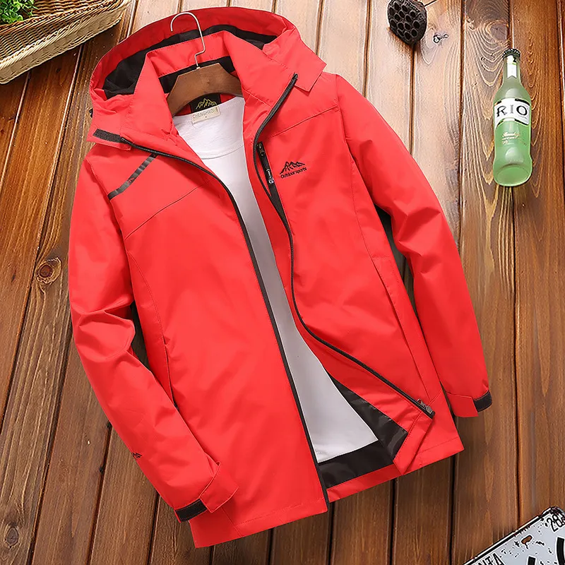 Outdoor Sports Mountaineering Clothing Loose Large Size Single Layer Jacket - Female Scarlet-2Xl