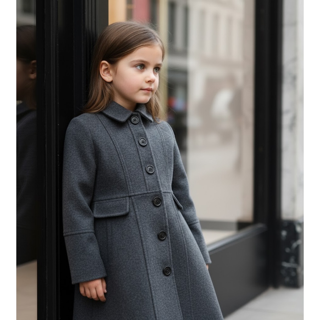 Girls Thick Warm Long Overcoat Vintage Wool Winter Coat Autumn 3-9Y — image 8