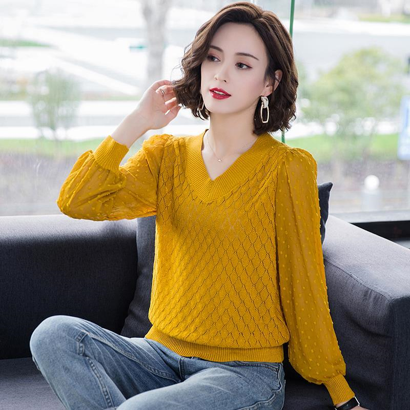 Ladies New Hollow Breathable Knit Sweater Ice Silk Loose Top