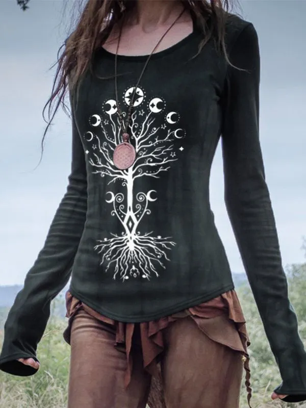 Fashion V Neck Print Loose Long Sleeve T Shirt P 4Xl - Shop at LoveMi