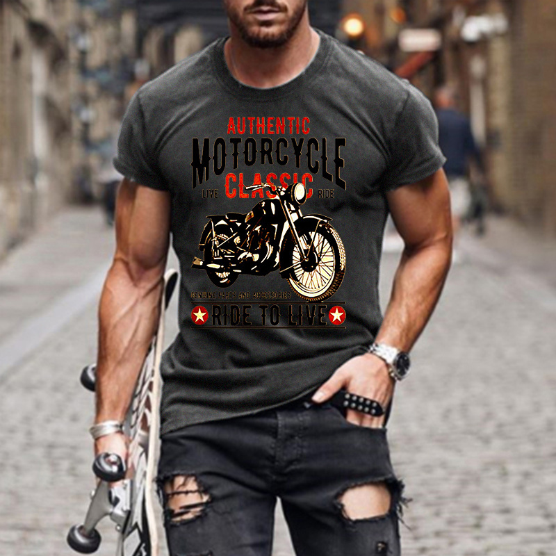 Title 9, Authentiek motorprint slim heren T-shirt met ro...