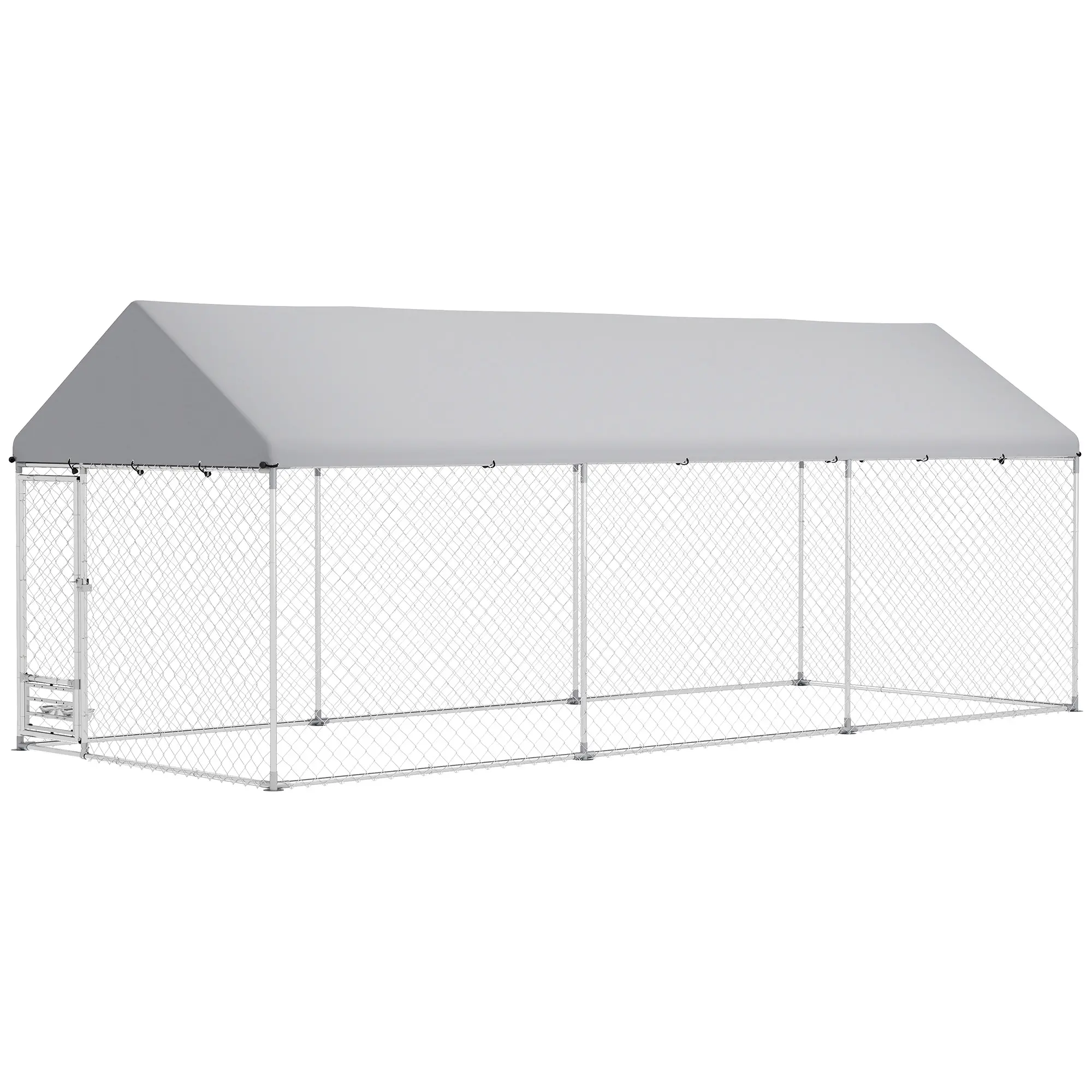 Outdoor Dog Kennel W Adjustable Rotatable Bowl