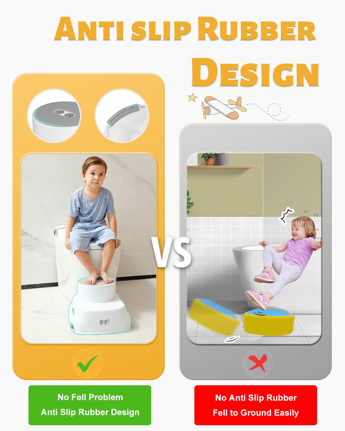 Padded 2-Step Step Stool, 2-Step Footstool - Step Stool Non-slip, Portable, Space-saving Design For Bathroom, Kitchen, Bedroom, Classroom - Easy To Clean, Sturdy And Comfortable - Image 2