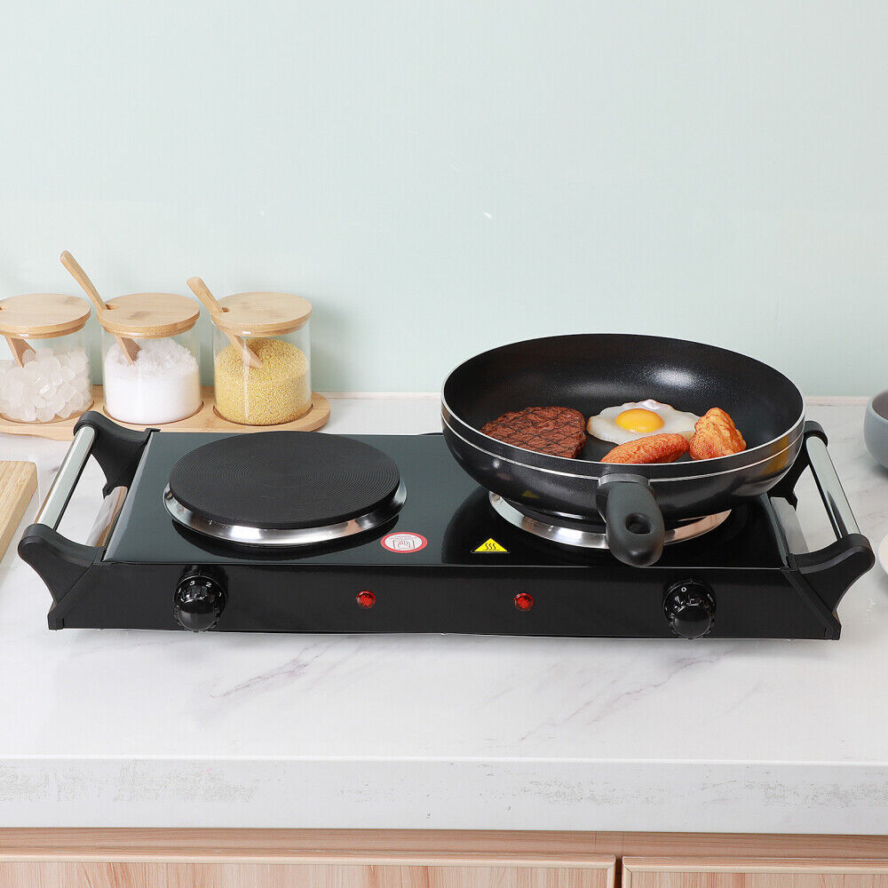 2000W Electric Cooker Double Hob Hot Plate Stove W Handle Table Hob Kitchen 10