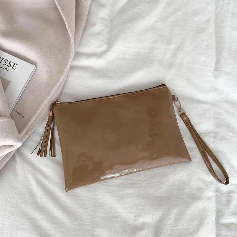 Women's Envelope Bag Solid Colour Clutch - Khaki