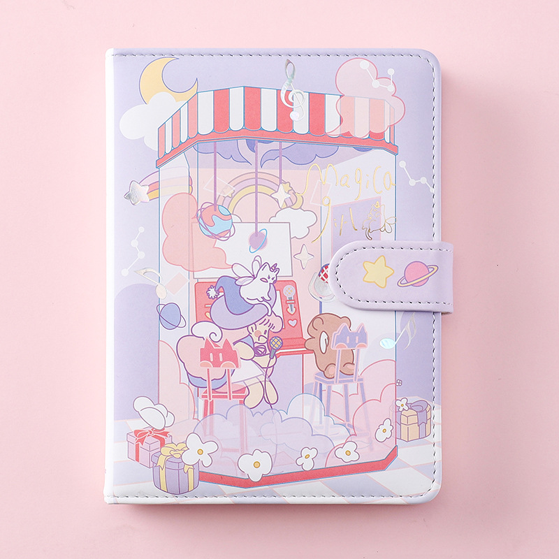Magic Home Delivery 36KPU Magnetic Buckle Book Cute Cartoon Student Handbook Notepad