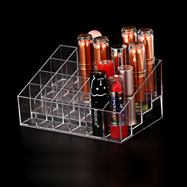 Transparent 24 Grid Cosmetics Shelf Lipstick Display