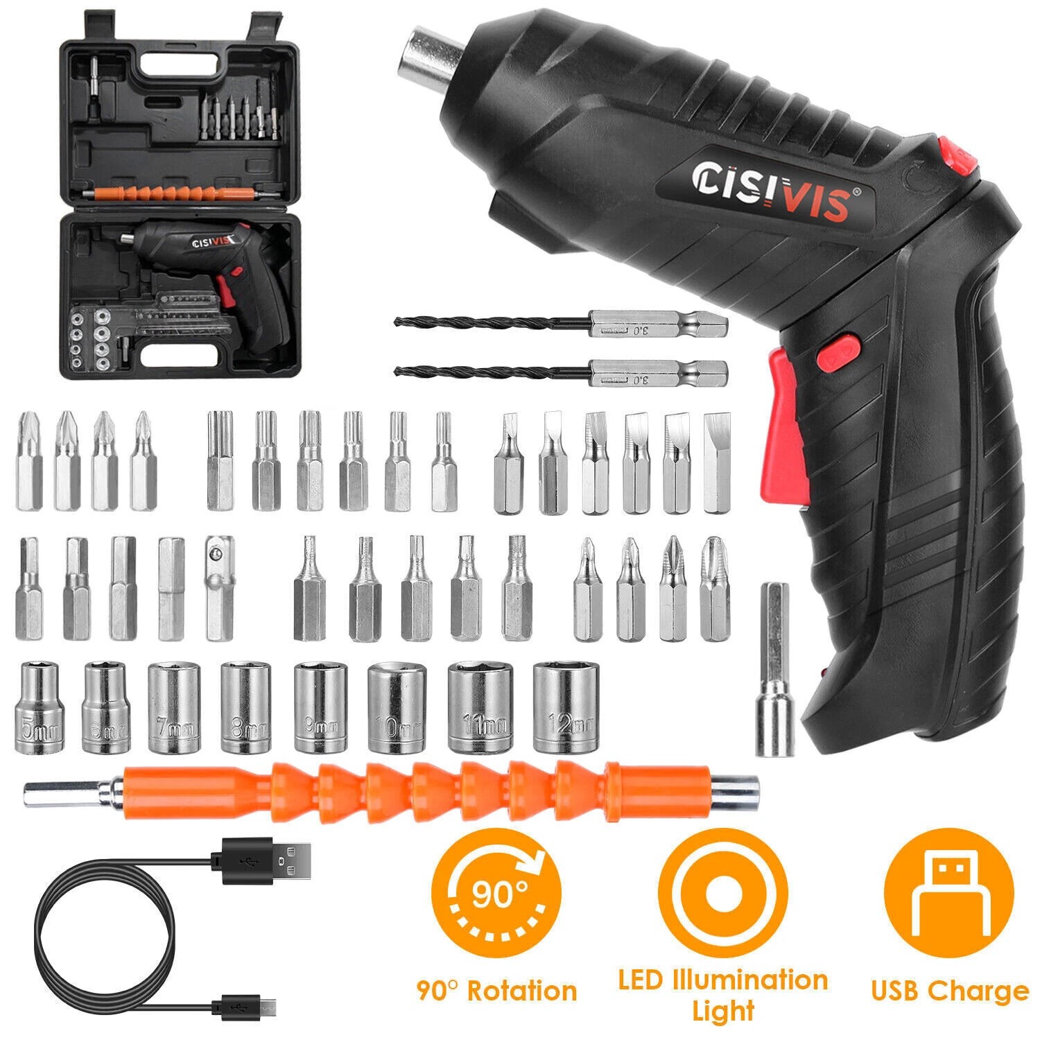 47 In 1 Cordless Electric Drill Set Electric Driver Screwdriver Rechargeable NEW — foto 9