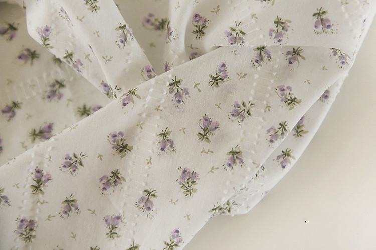 French Vintage Pastoral Purple Floral Print Cotton Jacquard Fabric