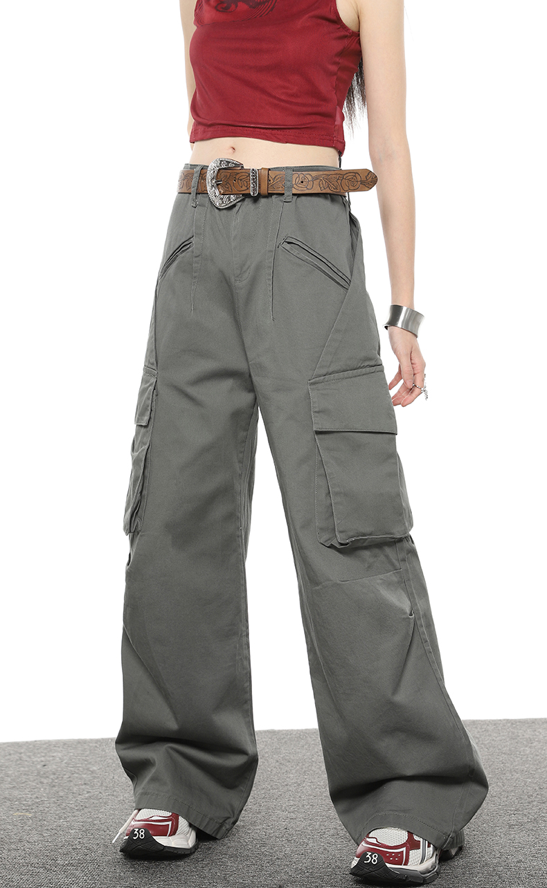 Title 6, Multi Pocket Loose Casual Straight Wide Leg Pants