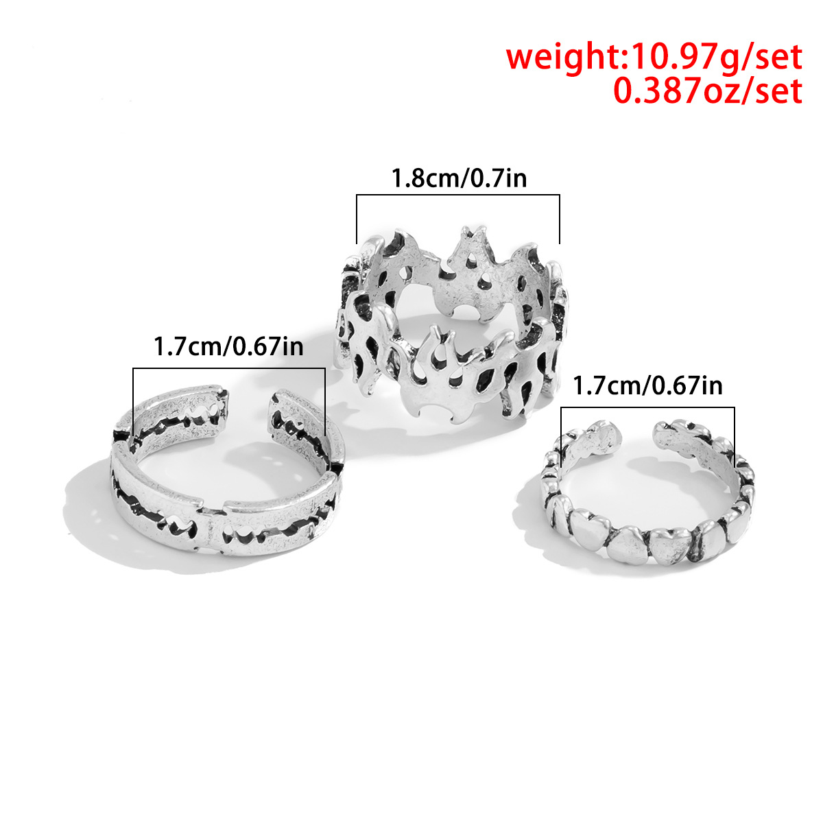 European And American Cross-border Geometric Peach Heartn Ring Bracelet