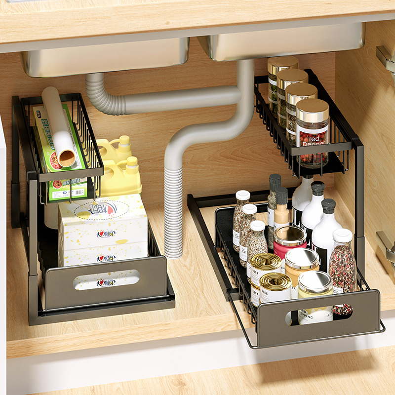 Title 5, Kitchen Under Sink Pull-out Spice Storage Tiere...