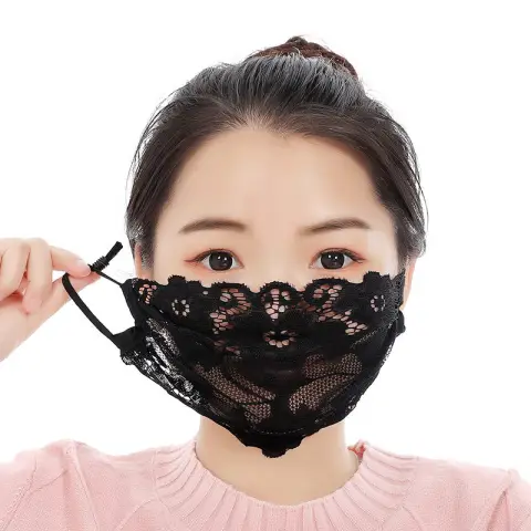 Sweet Flower Embroidered Lace Mask Ladies Adjustable Ear Rope