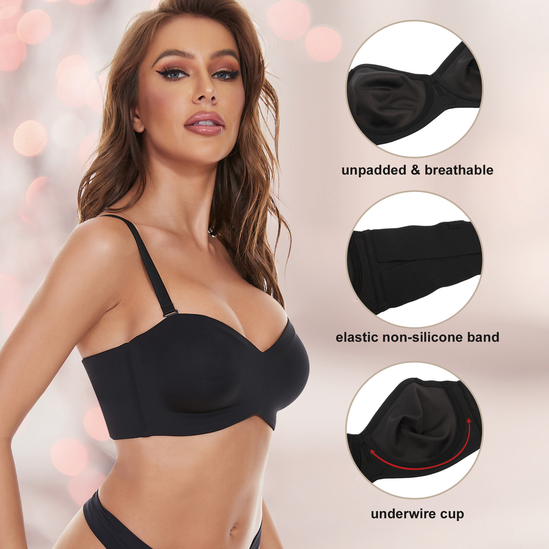 Underwear Seamless Invisible Bra Removable Push Up Thin With Steel