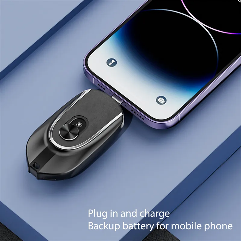 2 In 1 Mini Keychain Power Bank Keyring Hanging Buckle 2 Output Interfaces 5V 1200MAH Backup Power Bank Retractable Plug Waterproof Phone Charging Accessories – image 8