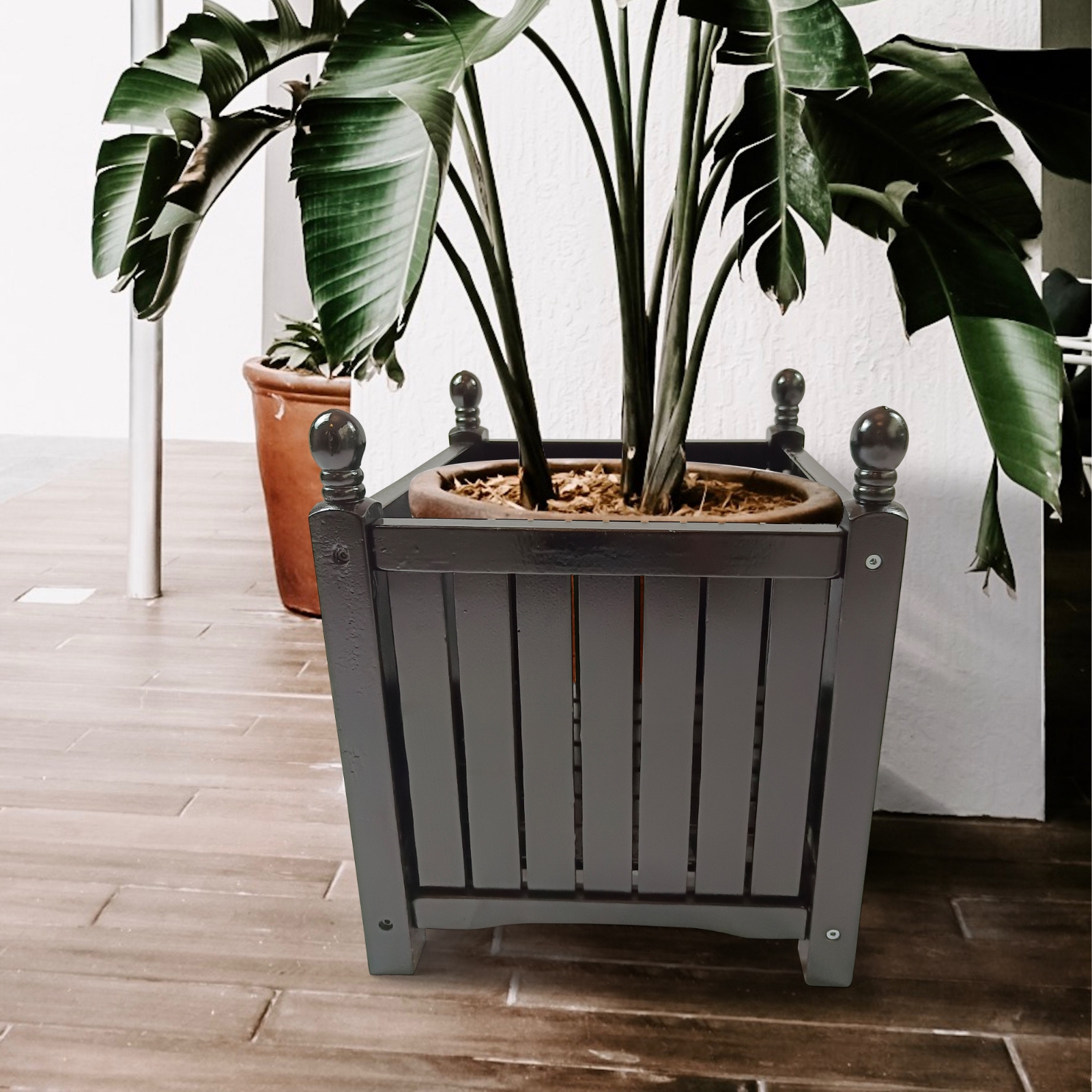 Wood Outdoor Square Flower & Herb Pot For Garden, Porch, Patio Plant & Veggie Black - Shop at LoveMi