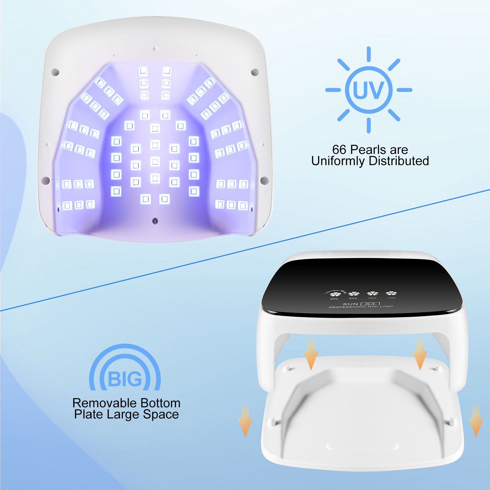 UV Nail Lamp, Professional Cordless UV LED Lamp For Nails 66Pcs Lamp Beads Automatic Sensor Gel Nail Uv Light For Nail Art At Home And In Salons 3