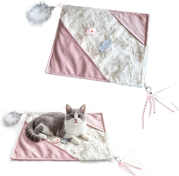 Cat Crinkle Play Mat With Catnip, Interactive Activity Mat For Indoor Cats, Sensory Play And Enrichment Toy