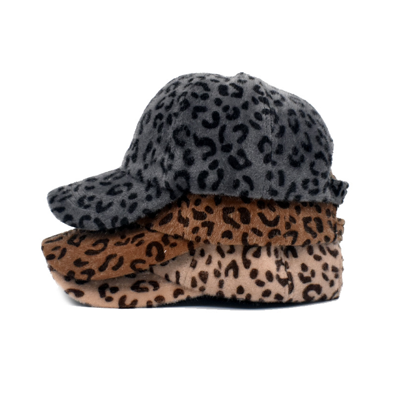 European And American New Baseball Cap Female Leopard Fluff