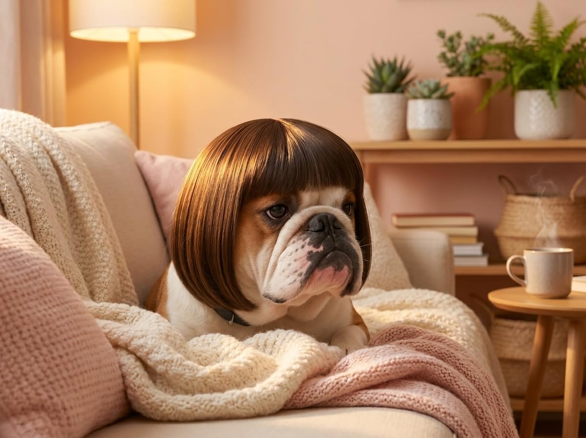 1 paquete de pelucas divertidas para gatos y perros, disfraces suaves de cosplay para mascotas con correas ajustables, para fiestas de Halloween y Navidad, el regalo ideal para los amantes de las mascotas