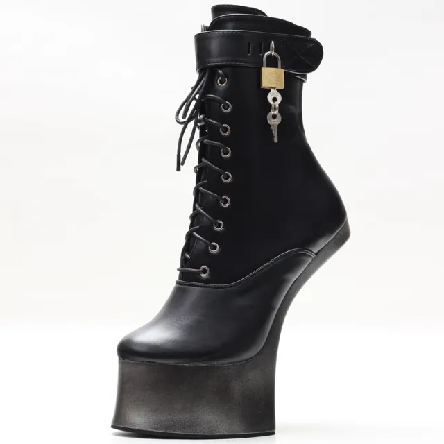 18cm Super High Heel Donkey Hoof Fancy Ankle Boots Silver - Shop at LoveMi