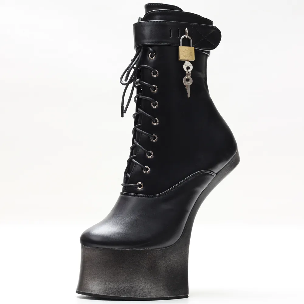 18cm Super High Heel Donkey Hoof Fancy Ankle Boots - Silver