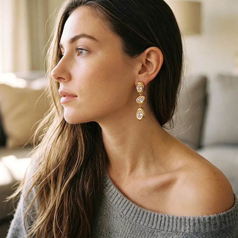 Bohemian Elegant High-quality Stainless Steel Women's Long Teardrop Earrings