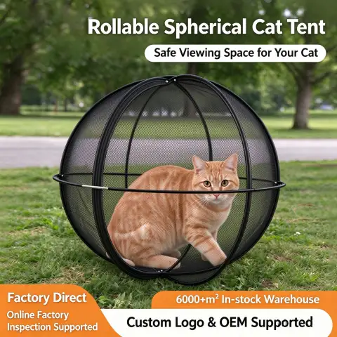 Pop-Up Portable Cat Mesh Ball Breathable Pet Cage Foldable