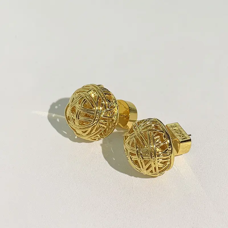Golden Openwork Woven Stud Earrings For Women