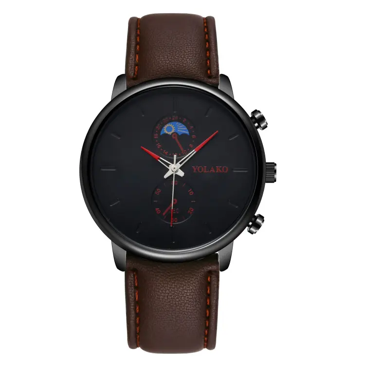 Leather Belt Two Eye Ultra-thin Quartz Men's
