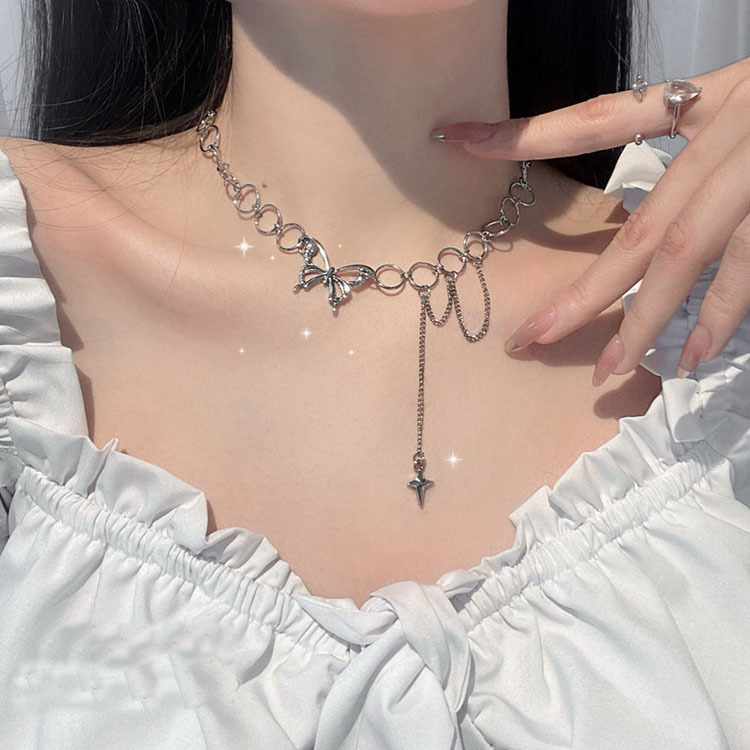 INS Cold Wind Harbor Style Butterfly Necklace Female Chain Clavicle Chain