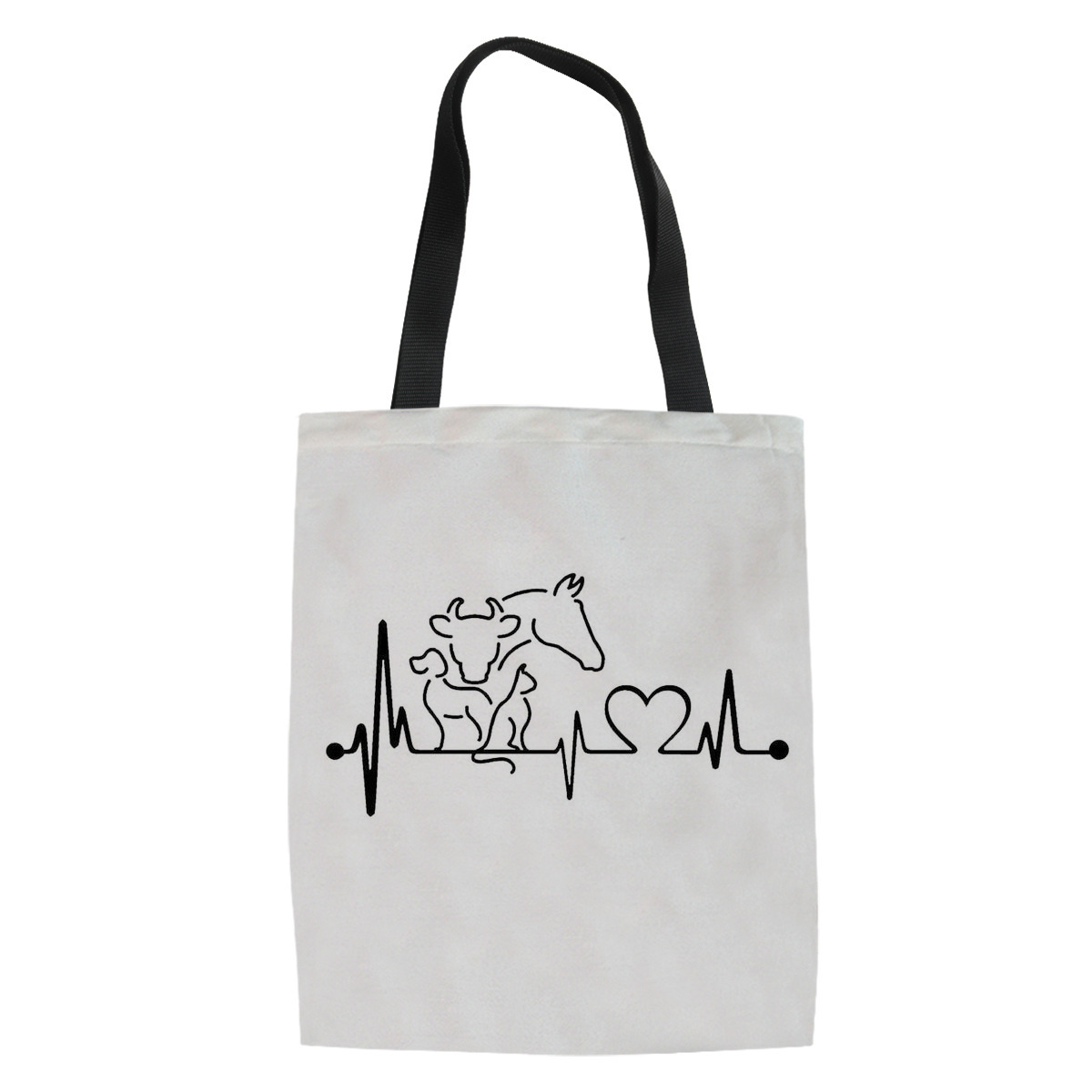 Simple Black And White Printed Tote Bag Women's Pattern White - Shop at LoveMi