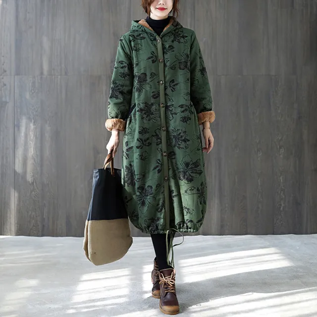Winter Coat With Velvet And Thick Cotton Jacket Green - Shop at LoveMi